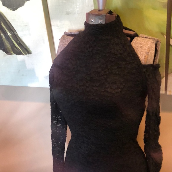 💖 Morningside black dress LBD vintage lace stretch dress fits sz4 - Picture 3 of 7